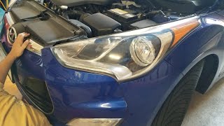 HOW TO REPLACE A HEADLIGHT BULB IN HYUNDAI [upl. by Aiak201]