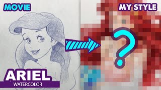 Drawing Princess Ariel  The Little Mermaid   Semi Realistic  Huta Chan [upl. by Caundra]