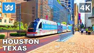 4K Downtown Houston in Texas USA  Walking Tour amp Travel Guide 🎧 Binaural City Sound [upl. by Leunamme]