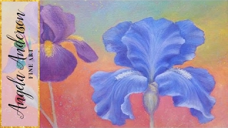 Iris Flower Acrylic Painting Instruction  How to Paint Irises  Angelooney Floral [upl. by Korwun]