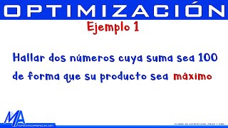 Optimización  Ejemplo 1  Producto máximo [upl. by Atiuqihs]