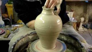 Making Throwing a Pottery Greek Roman Amphora Vase on the wheel [upl. by Jolynn]