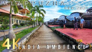 Walking tour around Alappuzha House Boat Docking point  4k Walking in India  Kerala 2021 [upl. by Fauman]