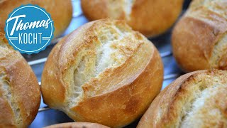 Die besten Brötchen backen ganz einfach  ohne kneten  no knead  Thomas kocht [upl. by Sherris133]