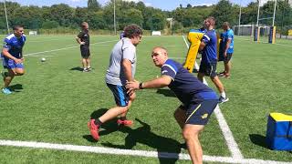 TACKLE TECHNIQUE in rugby league with Barry Eaton and Chev Walker Leeds Rhinos [upl. by Aicatsana]