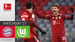 Müller and Lewandowski Historical  Bayern München  VfL Wolfsburg 40  All Goals Bundesliga 2122 [upl. by Eadith792]